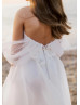 Draped Sleeves White Lace Tulle Beaded Flower Girl Dress